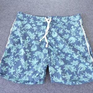 Body Glove Vintage Blue Tropical Palm Board Shorts Swim Trunks Size L 34 (38)